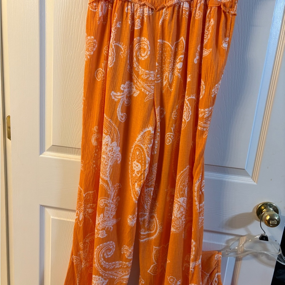 Cato Orange and White Smocked Paisley Blouse - Picture 8 of 9